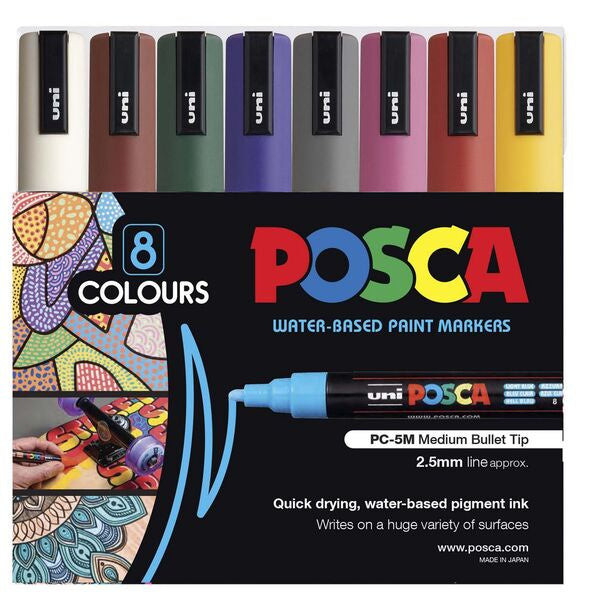 Uni Posca Marker 8 Pack Dark Colours PC-5M