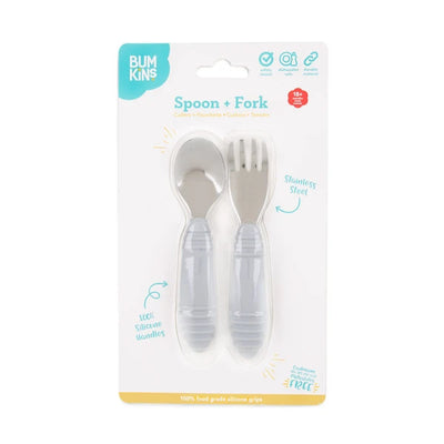 Bumkins Spoon & Fork - Grey