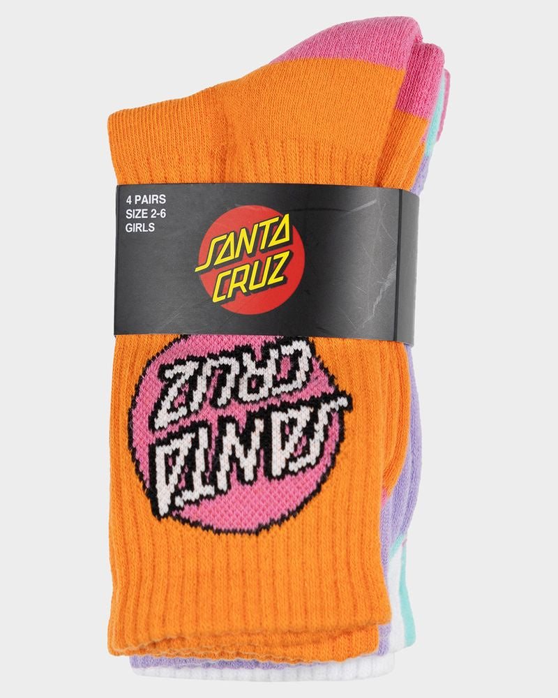 Santa Cruz Other Dot Crew Sock 2-6 4pk Girls