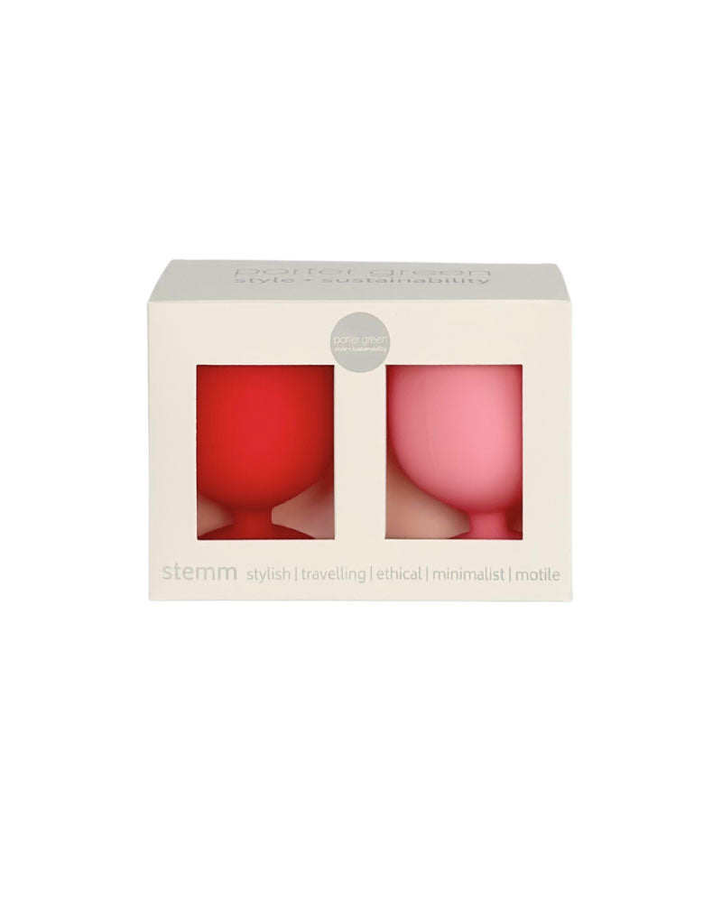 Porter Green - Cherry + Blush - Silicone Unbreakable Wine Glasses Set