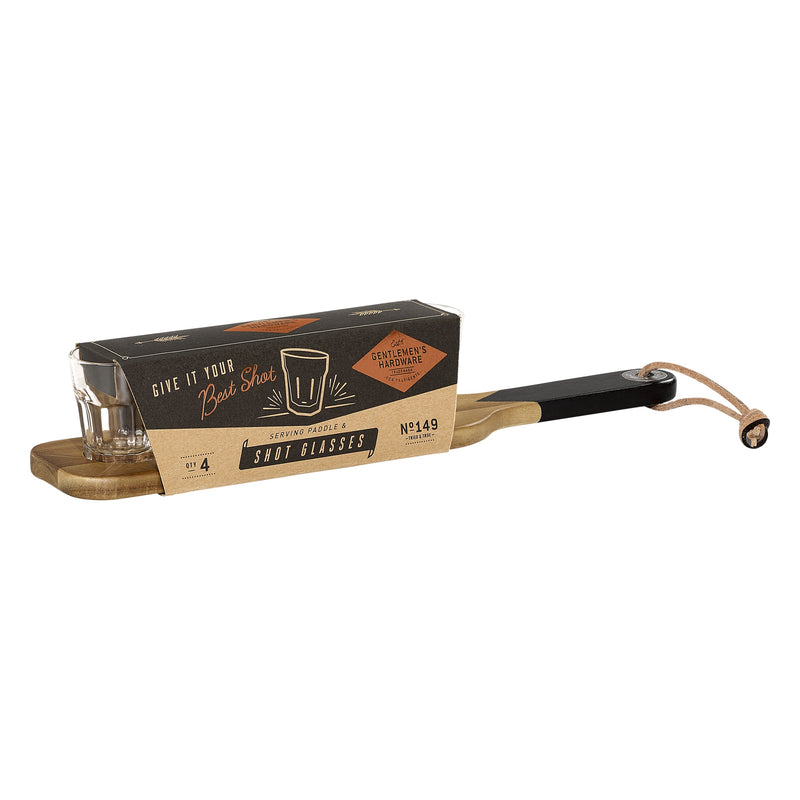 Serving Paddle & Shot Glasses Set