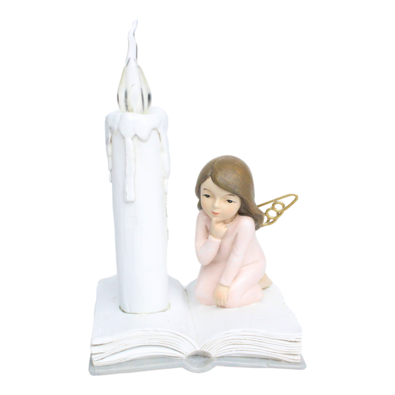 Christmas - Angel Sitting on Book with Candle