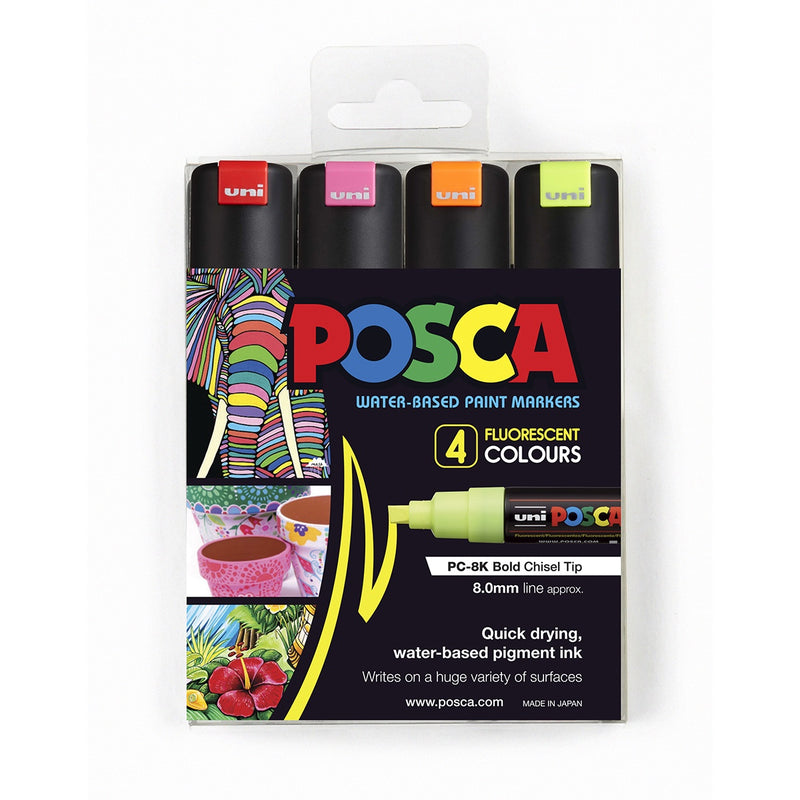Uni Posca Marker 4 Pack Fluoro PC-8K