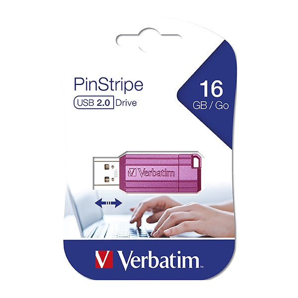 Verbatim Pinstripe USB Drive 16GB Pink