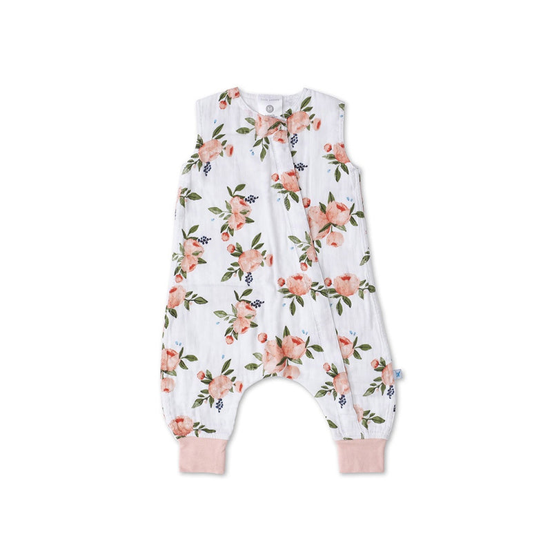 Little Unicorn - Cotton Muslin Sleep Romper - Water Colour Roses