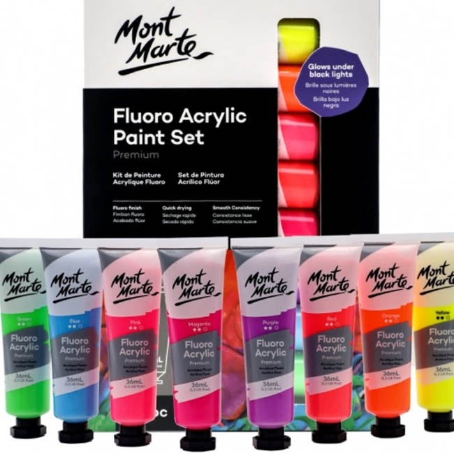 Mont Marte - Fluoro Acrylic Paint Set