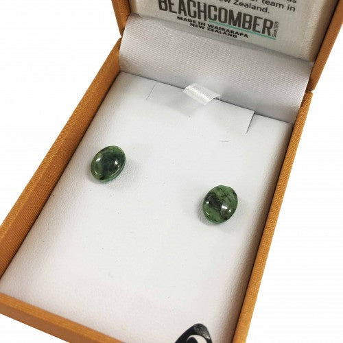 Greenstone Oval Studs 10mm