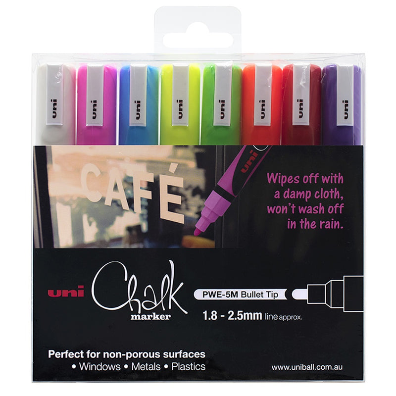 Uni Chalk Marker Bullet Tip 8 Piece  Set