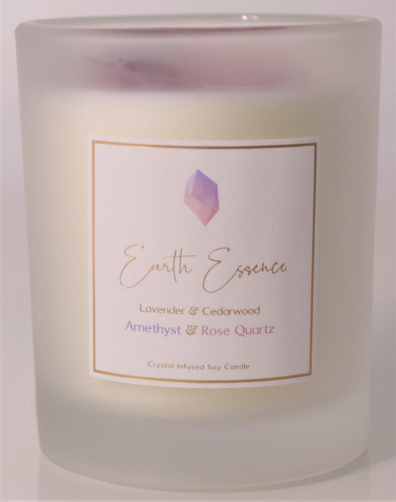 Crystal Candle - Rose Quartz & Amethyst - Lavender & Cedarwood