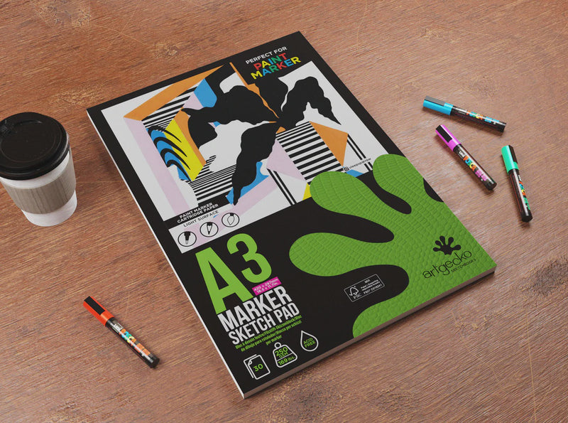 Artgecko Pro Marker Sketchpad A3 30 Sheets 250gsm White Paper