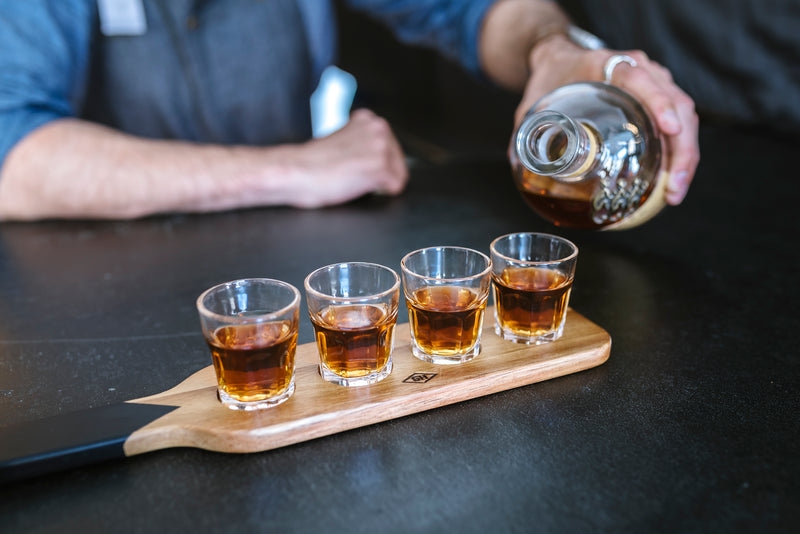 Serving Paddle & Shot Glasses Set