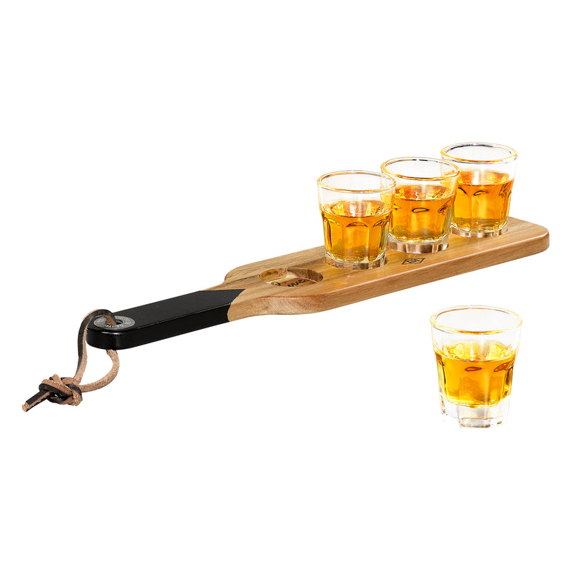 Serving Paddle & Shot Glasses Set