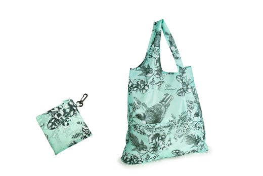 Foldable Eco Bag - Birds Pastel Blue
