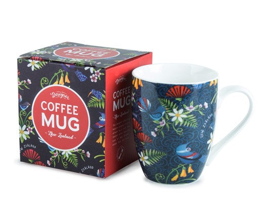 Coffee Mug - Bird Flowers Navy