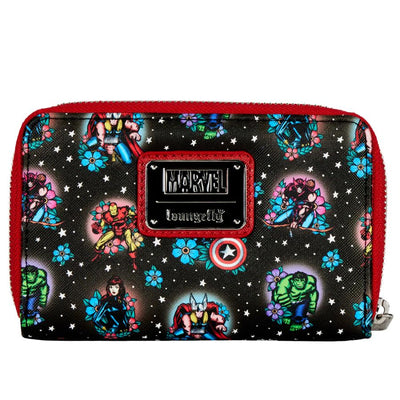Loungefly - Marvel - Avengers Floral Tattoo Zip Purse