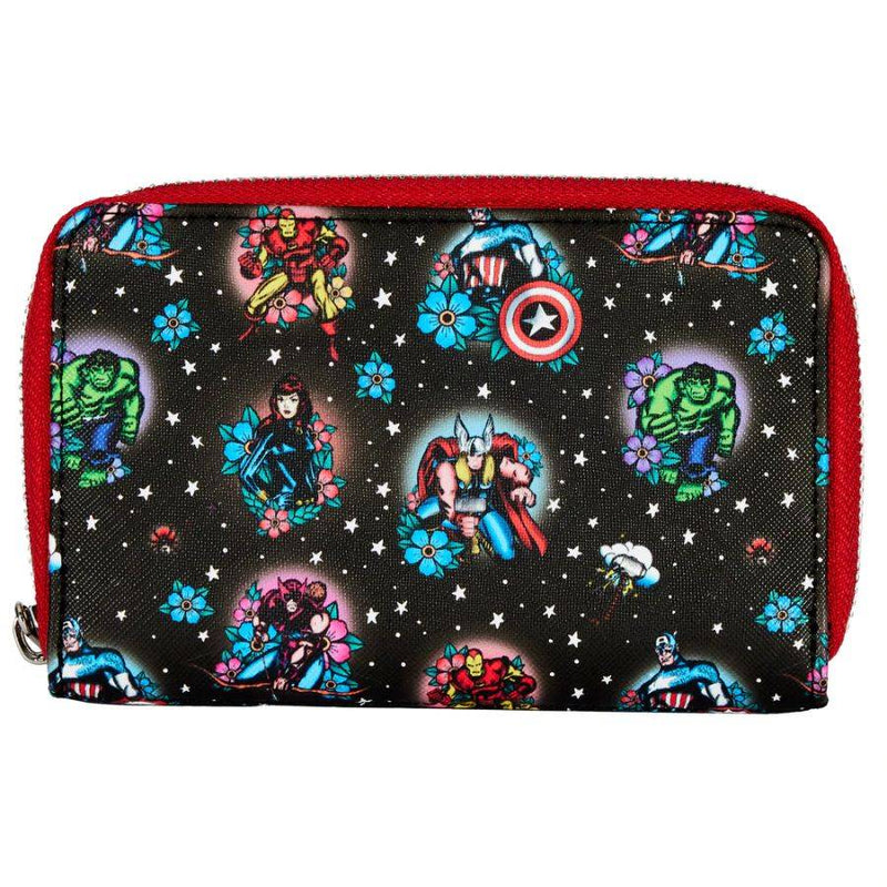 Loungefly - Marvel - Avengers Floral Tattoo Zip Purse