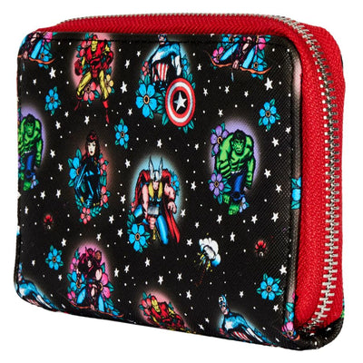 Loungefly - Marvel - Avengers Floral Tattoo Zip Purse