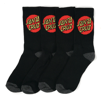 Santa Cruz Cruz Socks 4 Pack Black 7-11