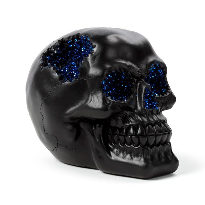 Black Crystal Cave Skull- Blue