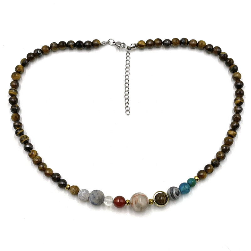 Solar System Necklace Tiger Eye