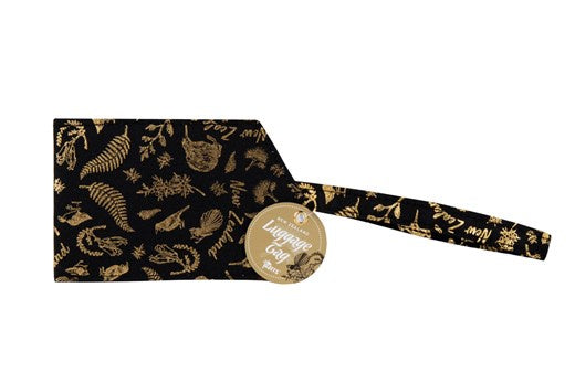 Luggage Tag Black & Gold Birds