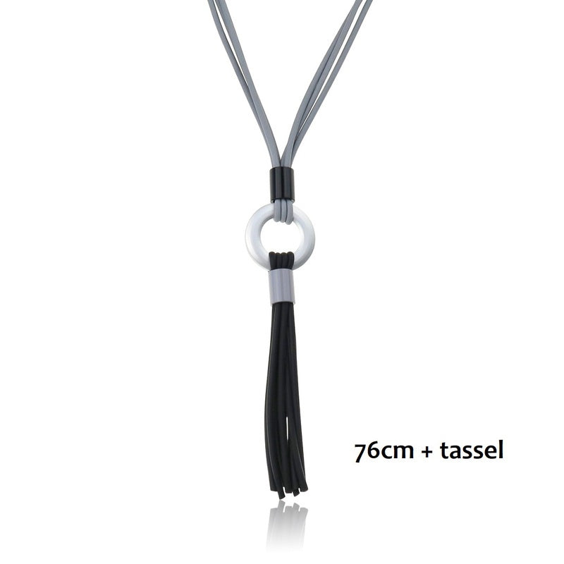 Fashion Necklace Rubber Tassel Grey