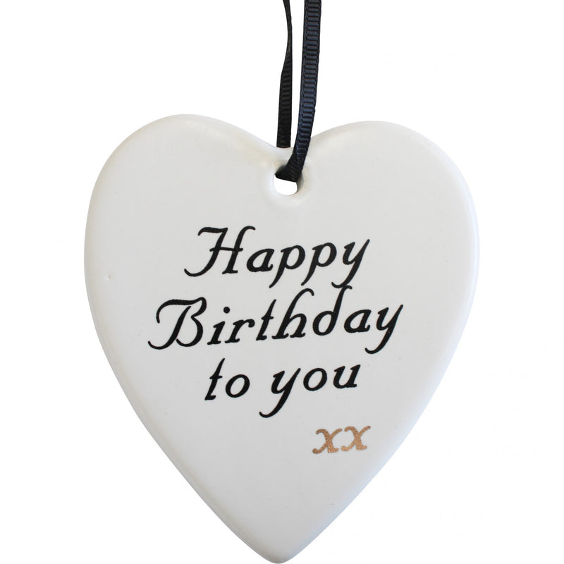 Hanging Ceramic Heart - Happy Birthday