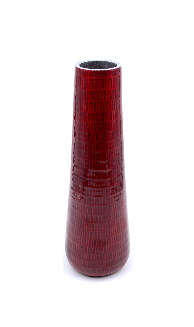 Aluminium Steel Vase - Medium Red