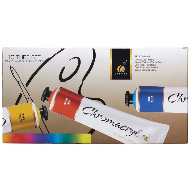 Chromacryl Acrylic Paint 10 Tube Set