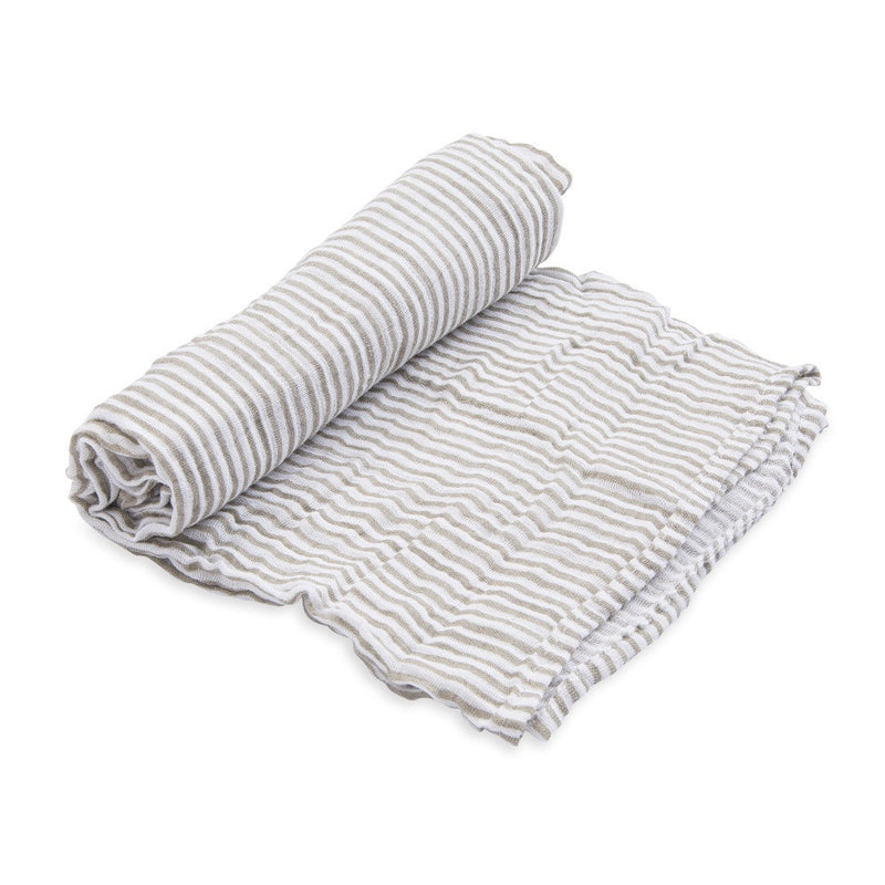 Little Unicorn Single Cotton Muslin Swaddle - Grey Stripe