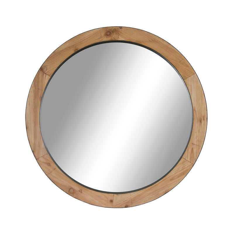 Wooden Round Mirror