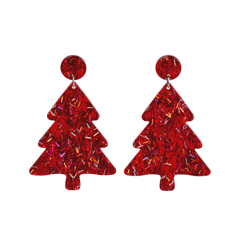 Christmas Red Tree Earrings