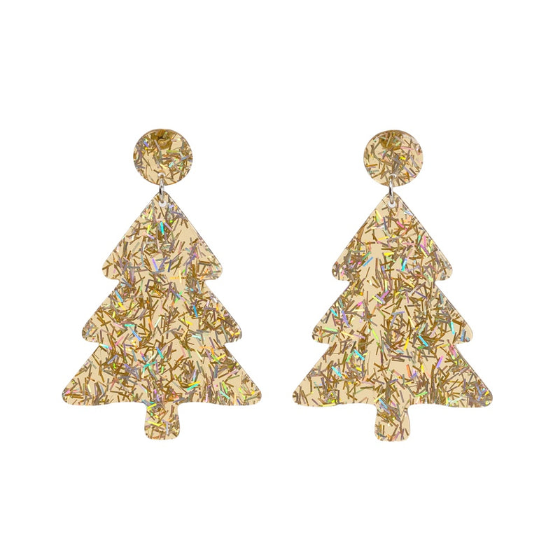 Christmas Gold Tree Earrings