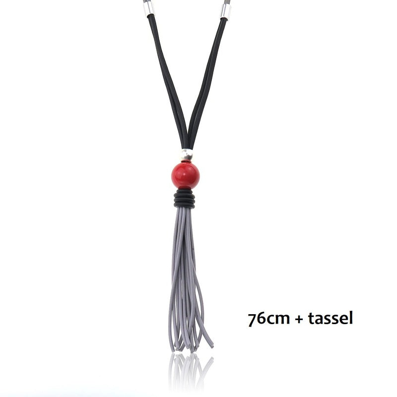 Fashion Necklace Rubber with Red Bead