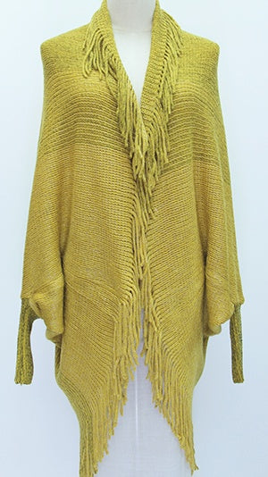 Tassel Poncho - Mustard