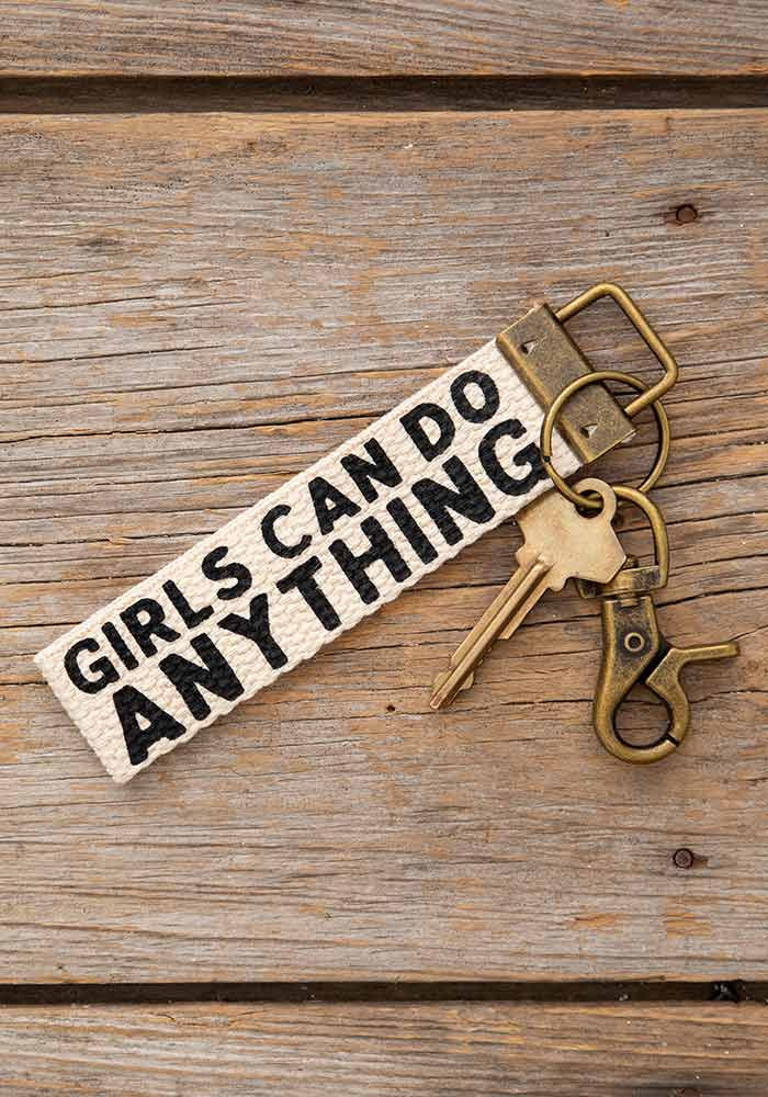 Canvas Keyring - Girls Can Do Anything