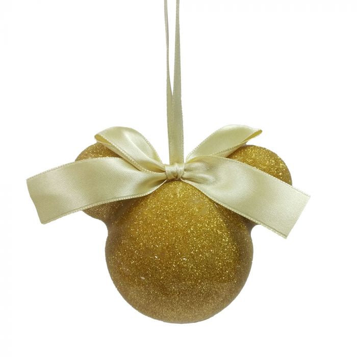 Disney Christmas - Minnie Pastel Gold Glitter Christmas Bauble